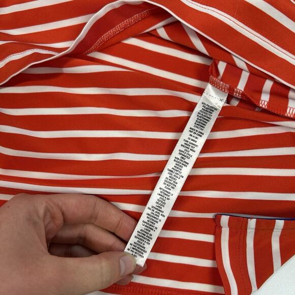 RLX Ralph Lauren Polo Shirt Mens Large Orange Striped Short Sleeve Performance - Picture 7 of 10